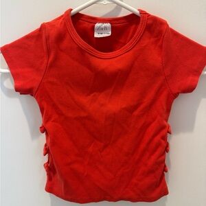 Zara Bright Red Short Sleeve Top